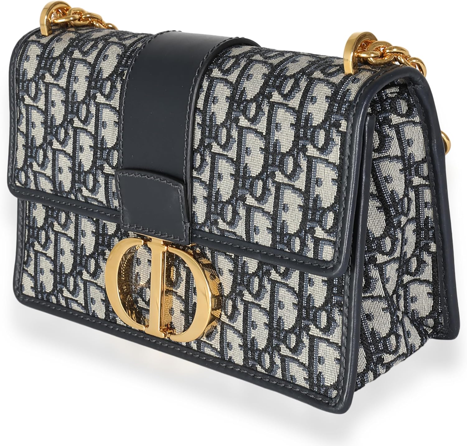Dior, Navy Oblique Jacquard 30 Montaigne Chain Bag, Beige, Blue