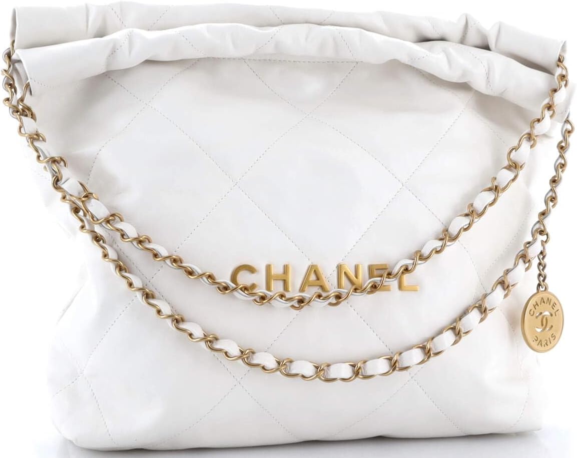 Chanel, 22 Chain Hobo Quilted Calfskin Small, White