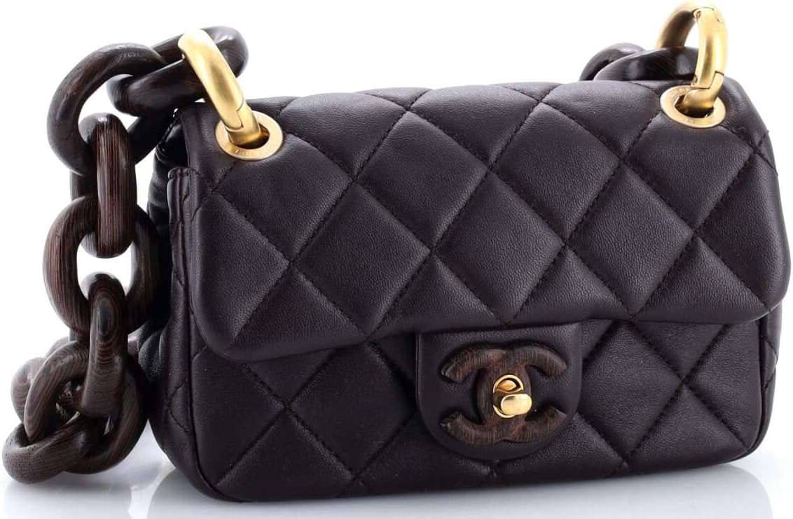 Chanel, Wenge Wood Flap Bag Quilted Lambskin Mini, Brown