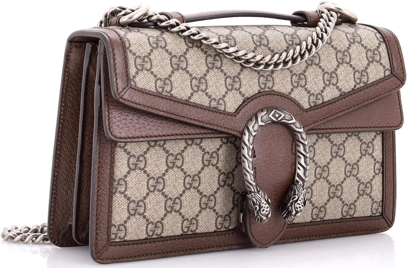 Gucci, Dionysus Top Handle Chain Bag GG Coated Canvas Small, Brown