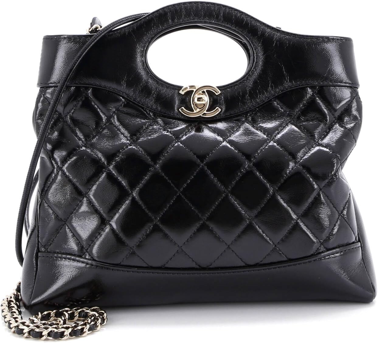 Chanel, 31 Shopping Bag Clutch with Chain Quilted Shiny Lambskin Small, Black