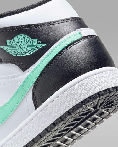 Nike Air Jordan 1 Mid "White/Black/Green Glow" DQ8426-103 Men's [US 7-14]