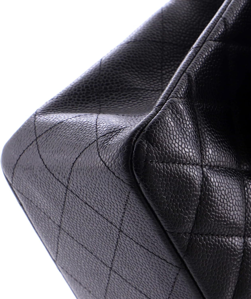 Chanel, Vintage Classic Single Flap Bag Quilted Caviar Jumbo, Black
