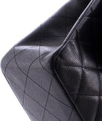 Chanel, Vintage Classic Single Flap Bag Quilted Caviar Jumbo, Black
