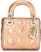 Christian Dior, Rose Gold Lambskin Lady Dior Mini, Pink
