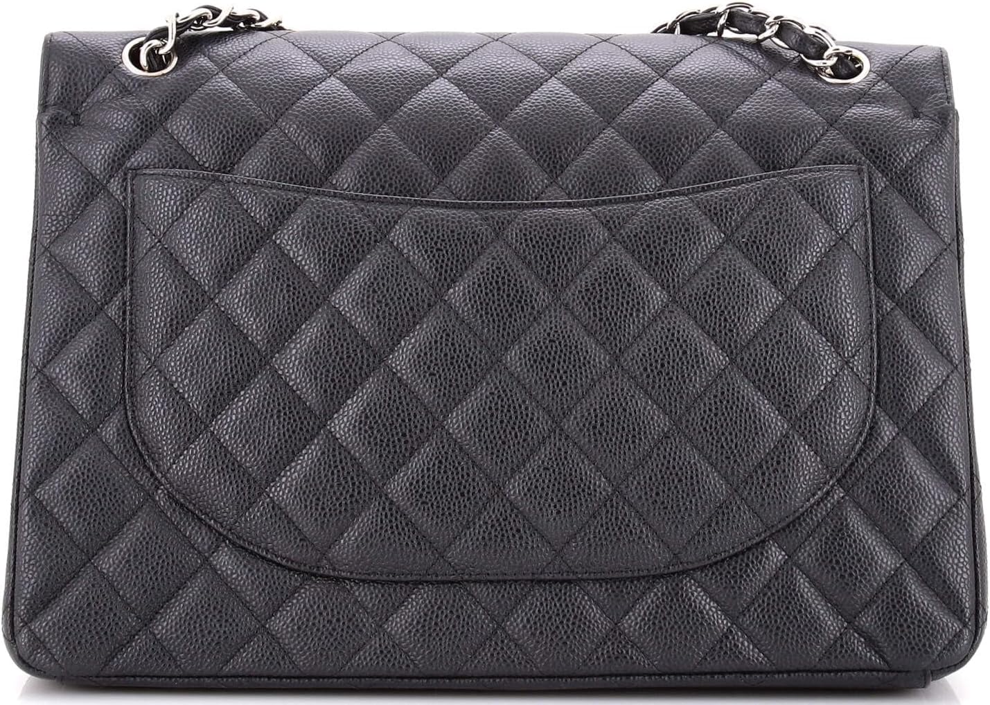 Chanel, Classic Double Flap Bag Quilted Caviar Jumbo, Black