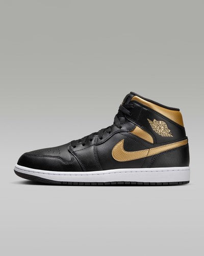 Nike Air Jordan 1 Mid "Black/Metallic Gold" DQ8426-071 Sneakers [US 7-15]