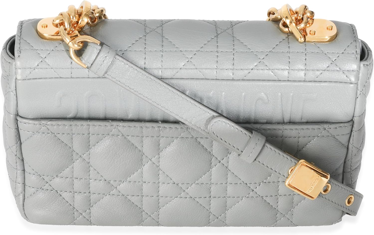 Dior, Blue Supple Calfskin Small Caro Chain Bag, Blue, Gray