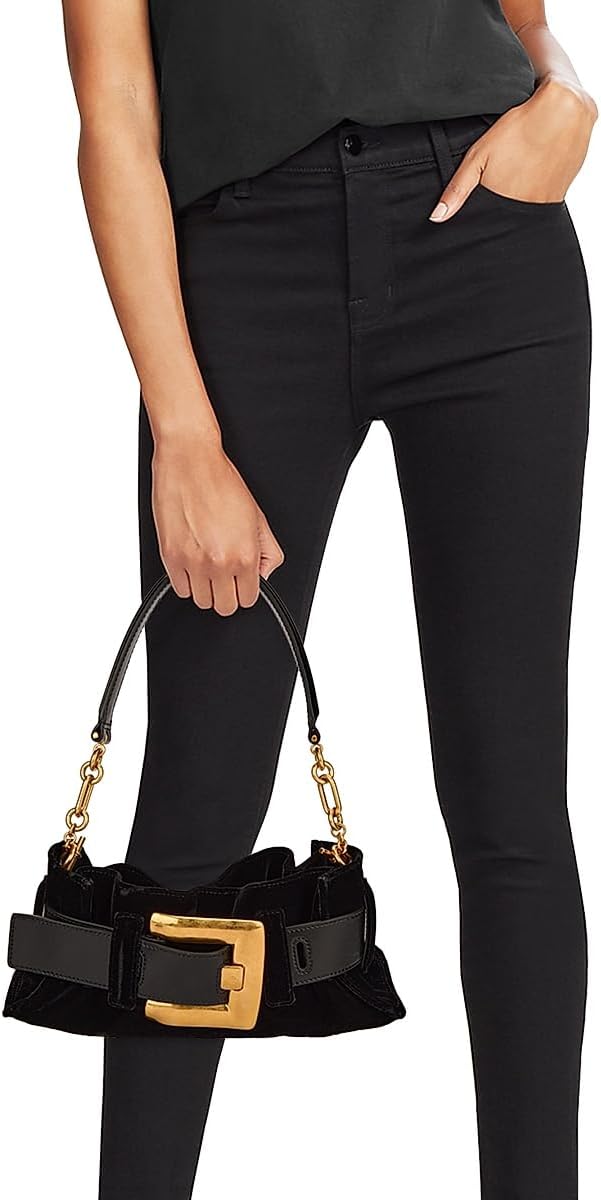 Balmain, Mini Anthem Velvet Shoulder Bag, Noir