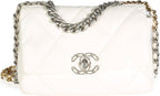 Chanel, White Quilted Lambskin Small 19 Flap Bag, White