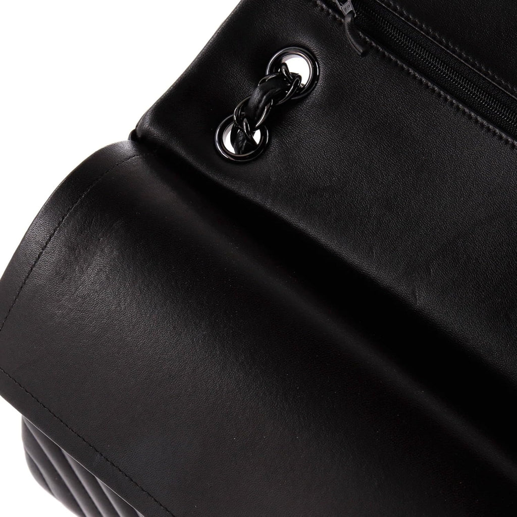 Chanel, So Black Classic Double Flap Bag Chevron Lambskin Jumbo, Black