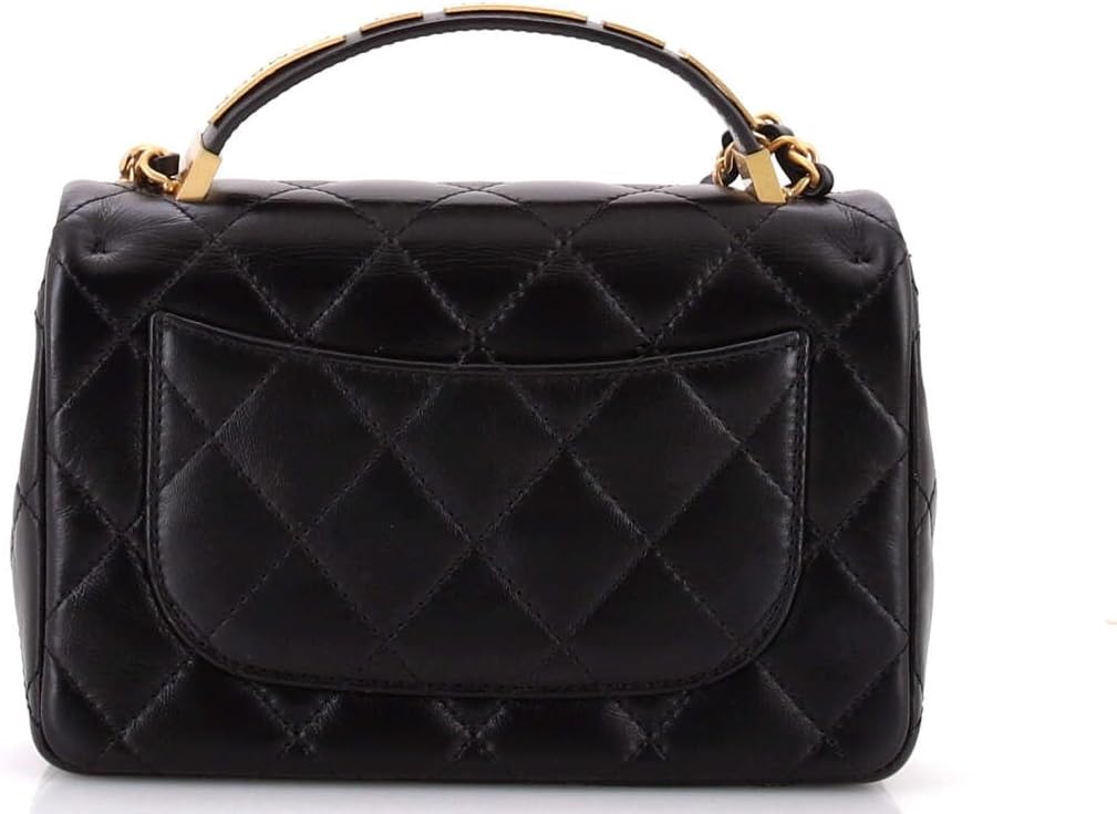 Chanel, Coco CC Plaques Top Handle Flap Bag Quilted Lambskin Mini, Black