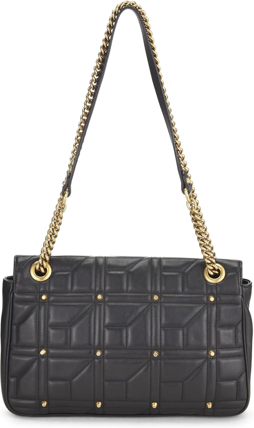 Gucci, Black Studded Leather GG Marmont Shoulder Bag, Black