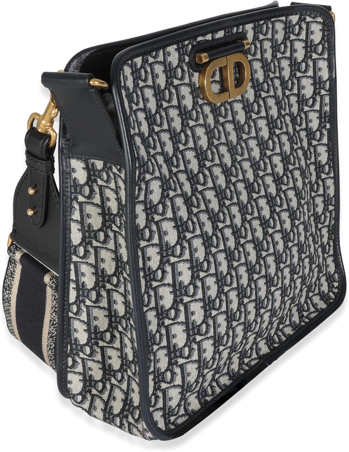 Dior, Navy Oblique Canvas CD Hobo, Beige, Blue