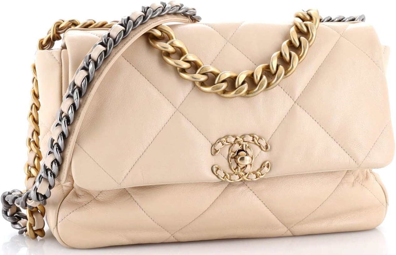 Chanel, 19 Flap Bag Quilted Leather Large, Neutral