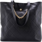 Chanel, Club Monaco Shopping Tote Quilted Lambskin Large, Black