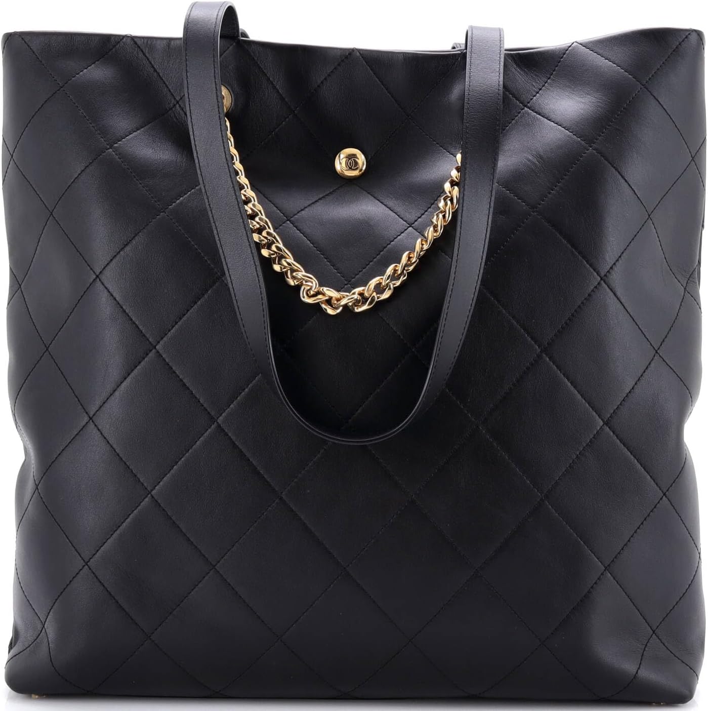 Chanel, Club Monaco Shopping Tote Quilted Lambskin Large, Black