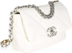 Chanel, White Quilted Lambskin Small 19 Flap Bag, White