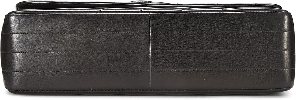 Chanel, Black Diagonal Lambskin Flap Jumbo, Black