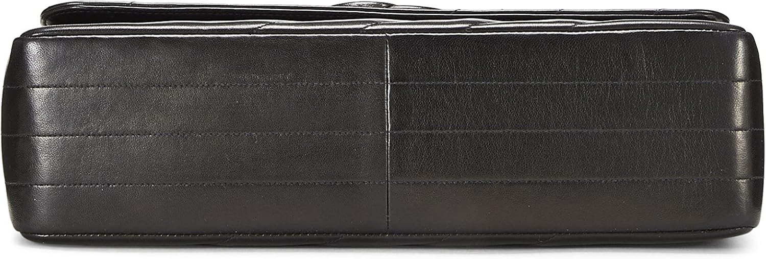 Chanel, Black Diagonal Lambskin Flap Jumbo, Black