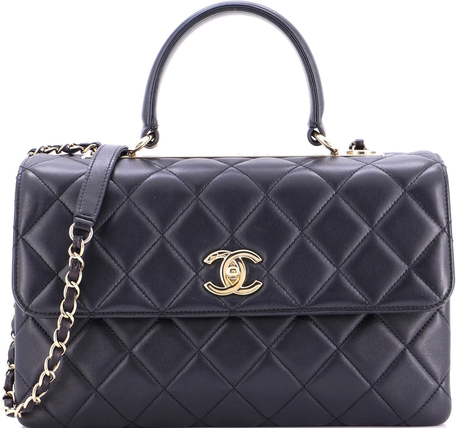 Chanel, Trendy CC Top Handle Bag Quilted Lambskin Medium, Black