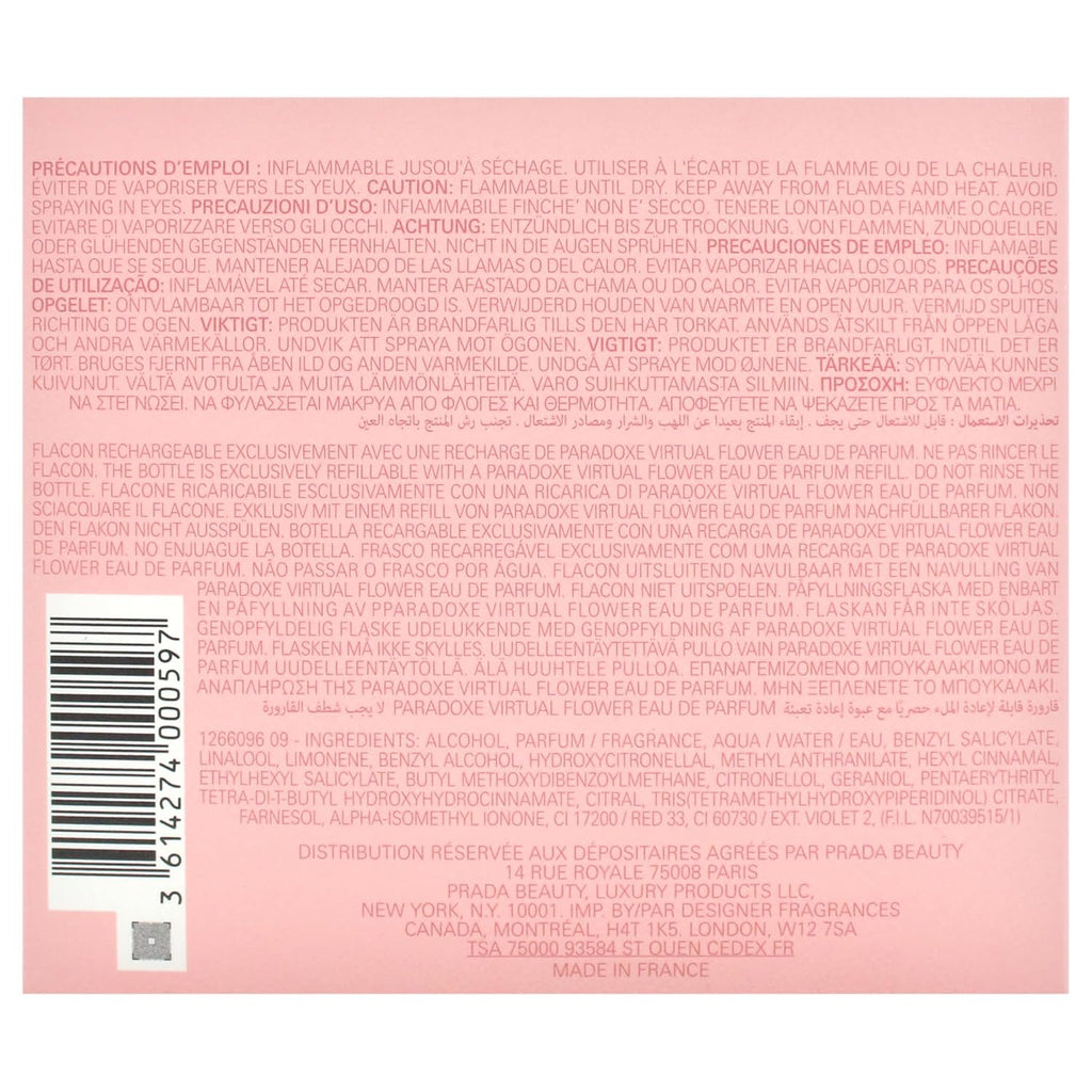 Prada Paradoxe Virtual Flower Eau De Parfum Spray for Women, 3.0 Ounce (Refillable)
