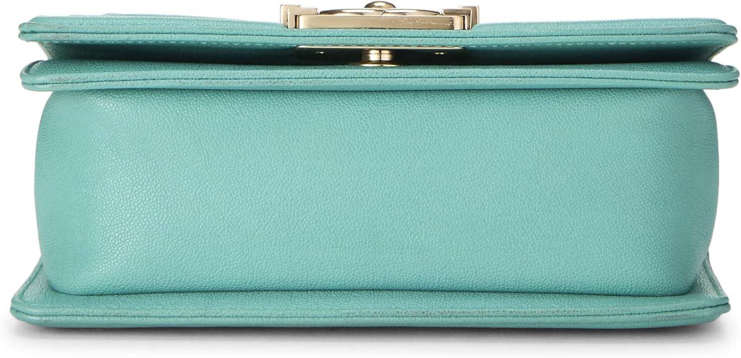 Chanel, Green Quilted Caviar Boy Small, Green