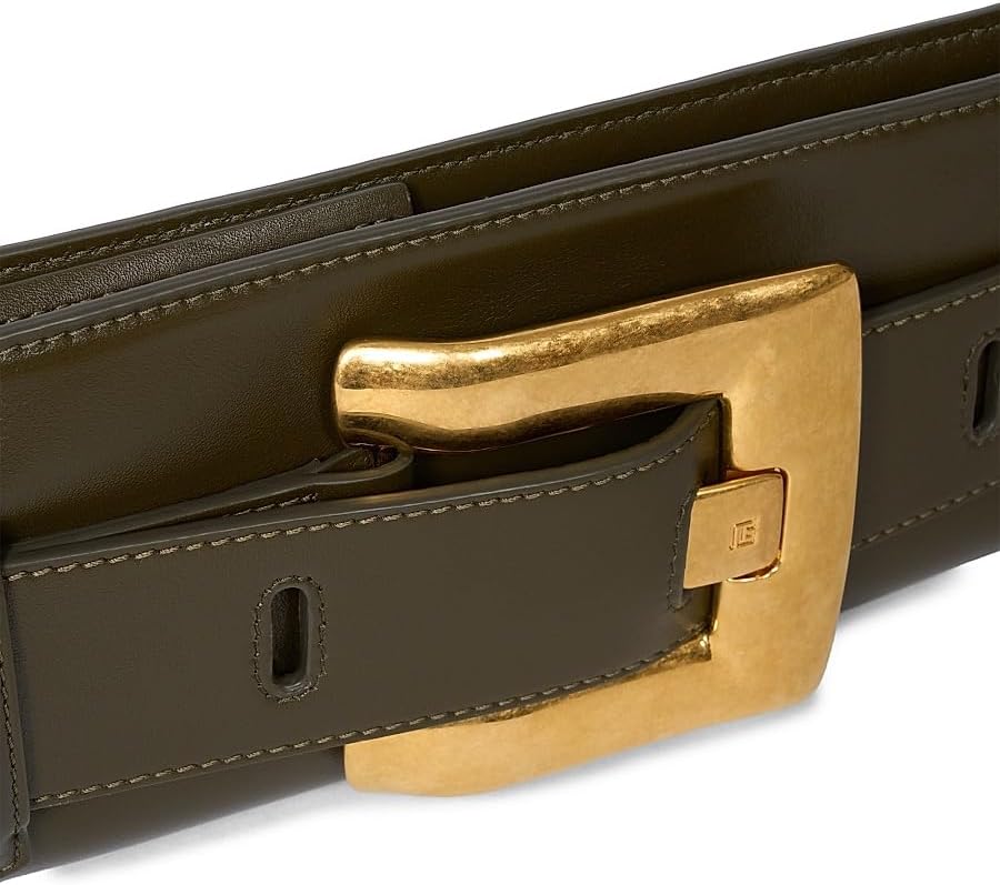 Balmain, Anthem Leather Buckle Clutch, Jungle