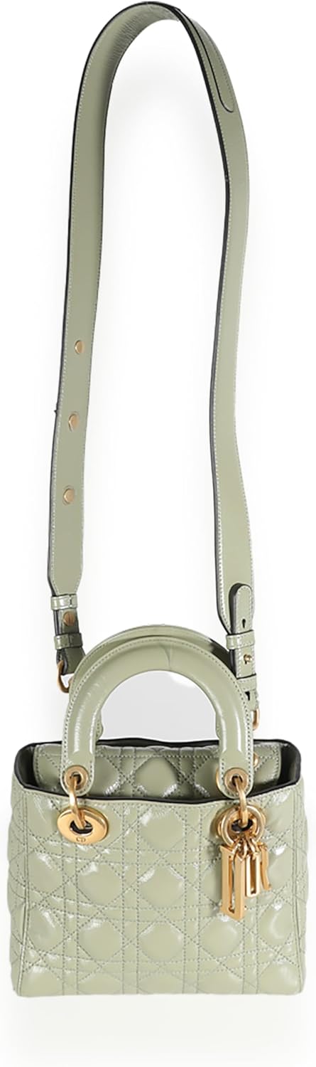 Dior, Green Crinkled Patent Cannage Lucky Badges My Lady Dior Bag, Green