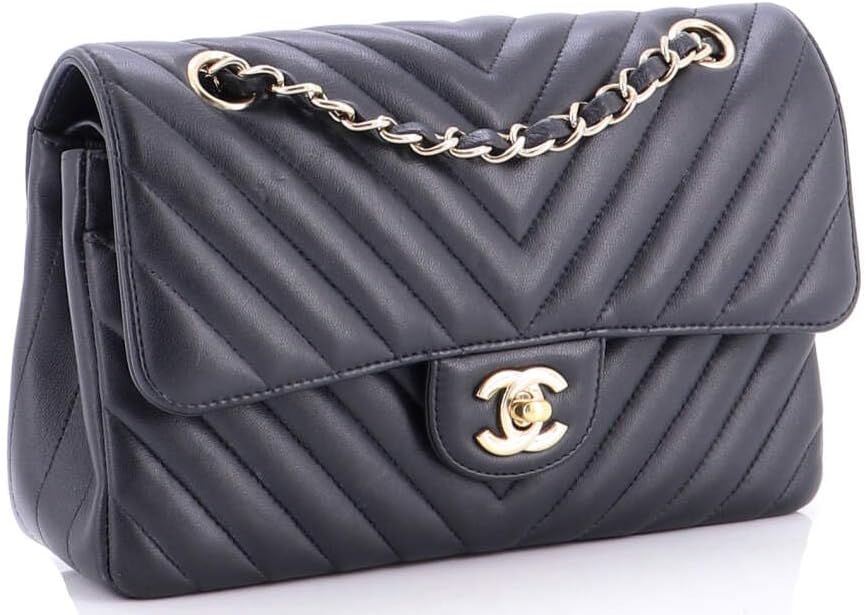 Chanel, Classic Double Flap Bag Chevron Lambskin Small, Black