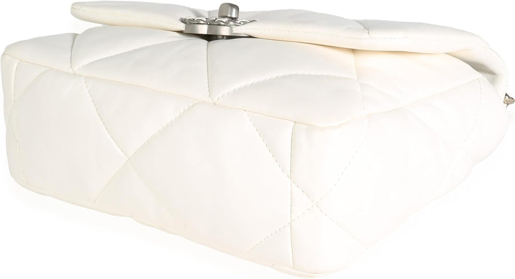 Chanel, White Quilted Lambskin Small 19 Flap Bag, White