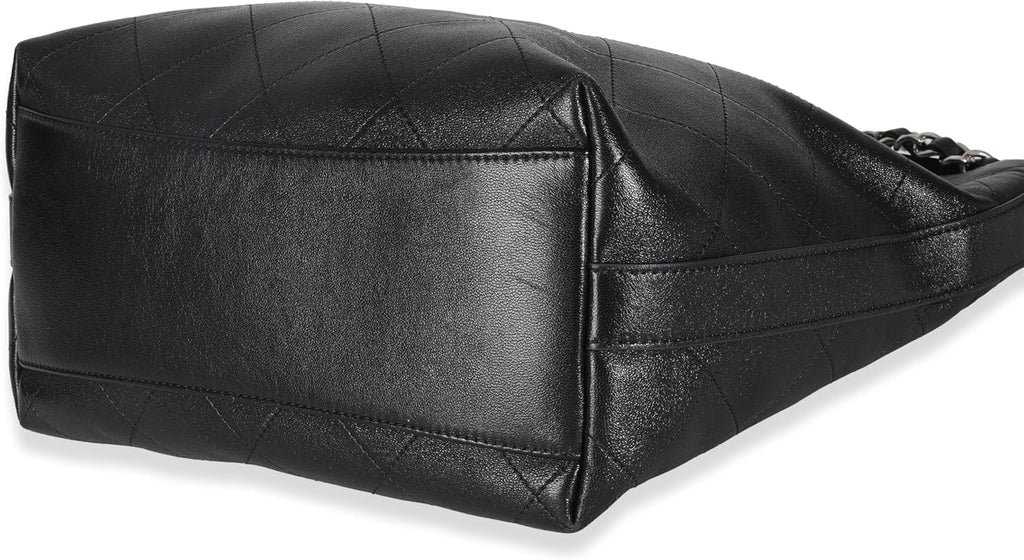 Chanel, Black Quilted Calfskin CC Large Button Bucket Bag, Black