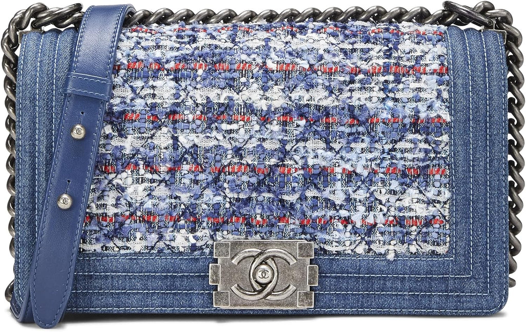Chanel, Blue Denim & Bouclé Boy Bag Medium, Blue