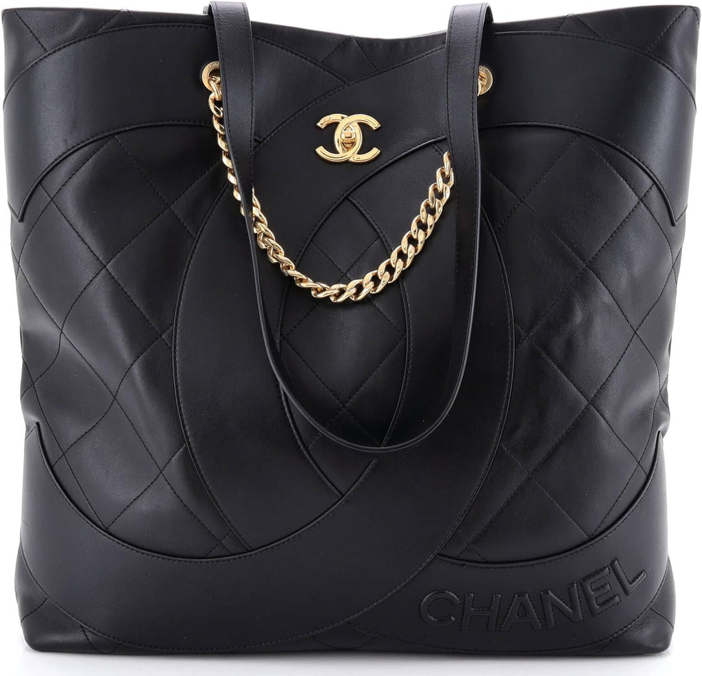 Chanel, Club Monaco Shopping Tote Quilted Lambskin Large, Black