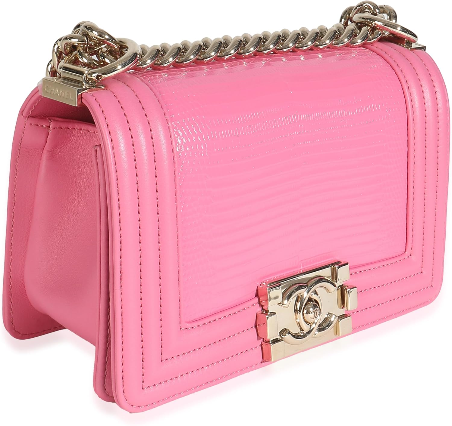 Chanel, Pink Lambskin Lizard Small Boy Bag, Pink