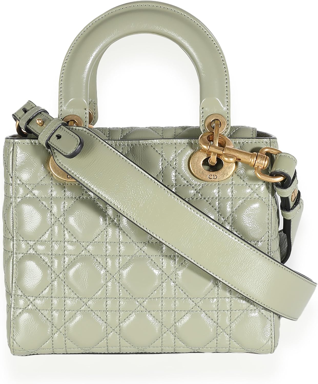 Dior, Green Crinkled Patent Cannage Lucky Badges My Lady Dior Bag, Green