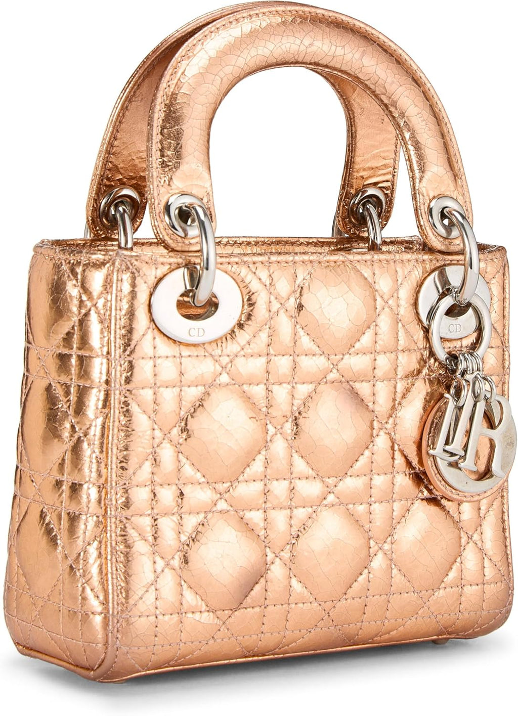 Christian Dior, Rose Gold Lambskin Lady Dior Mini, Pink