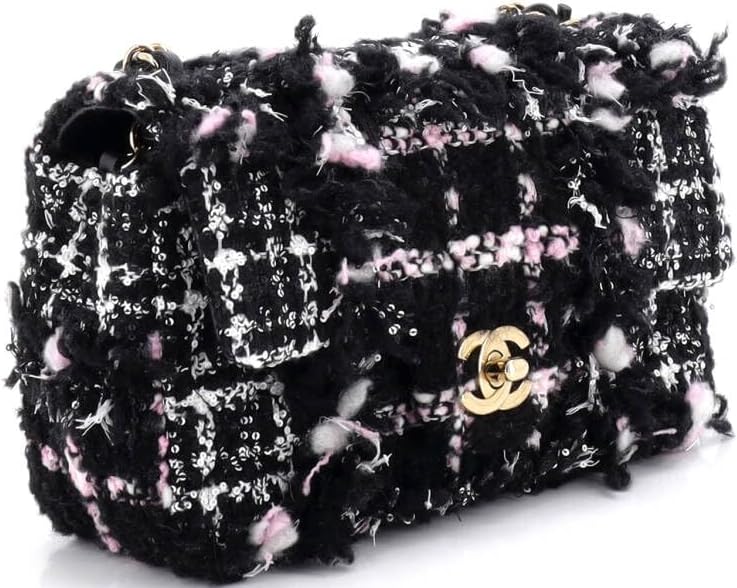 Chanel, Classic Single Flap Bag Quilted Tweed and Sequins Mini, Black