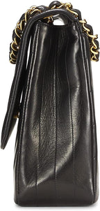 Chanel, Black Diagonal Lambskin Flap Jumbo, Black