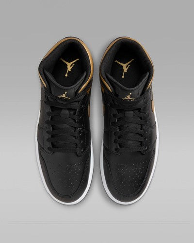 Nike Air Jordan 1 Mid "Black/Metallic Gold" DQ8426-071 Sneakers [US 7-15]