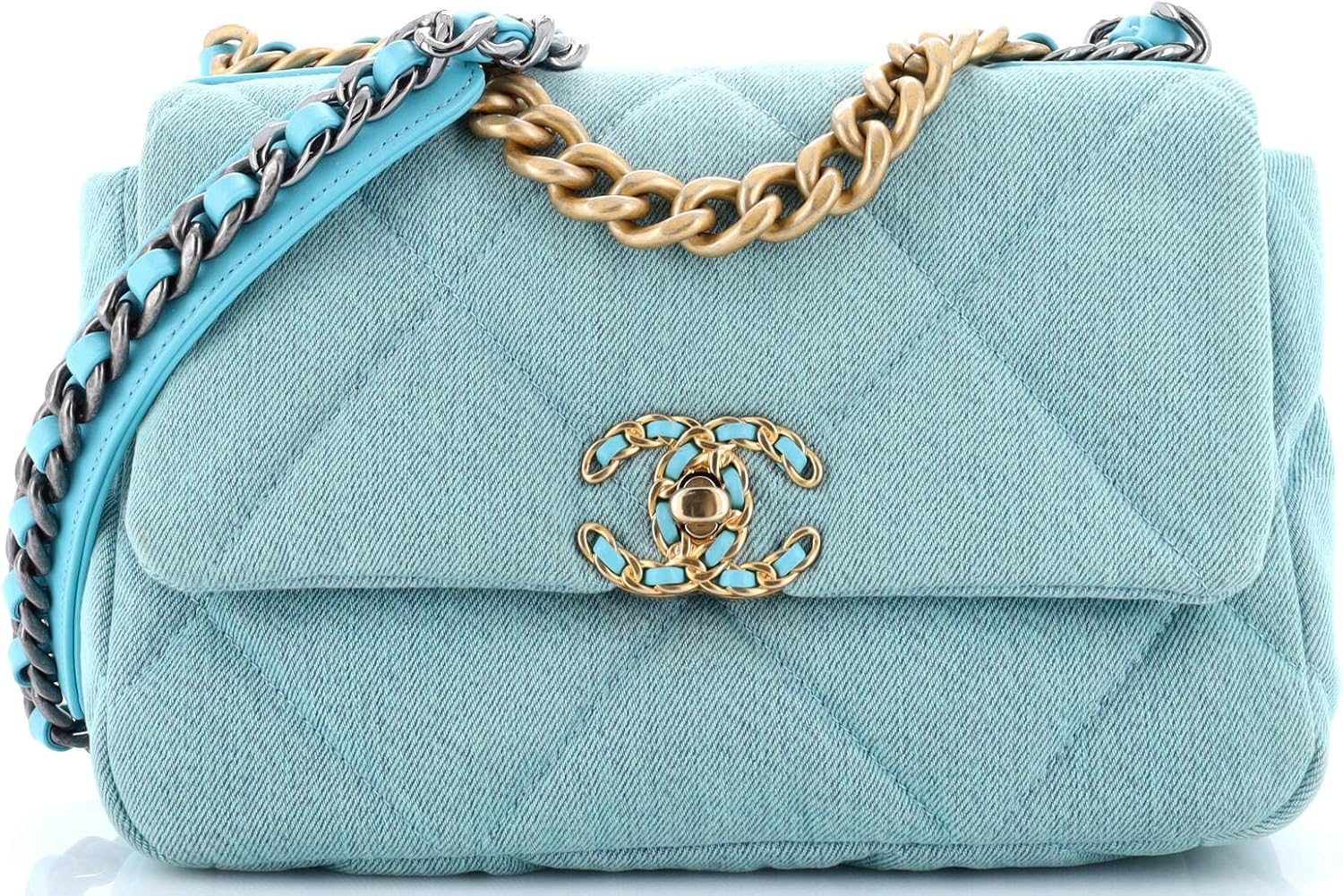 Chanel, 19 Flap Bag Quilted Denim Medium, Blue