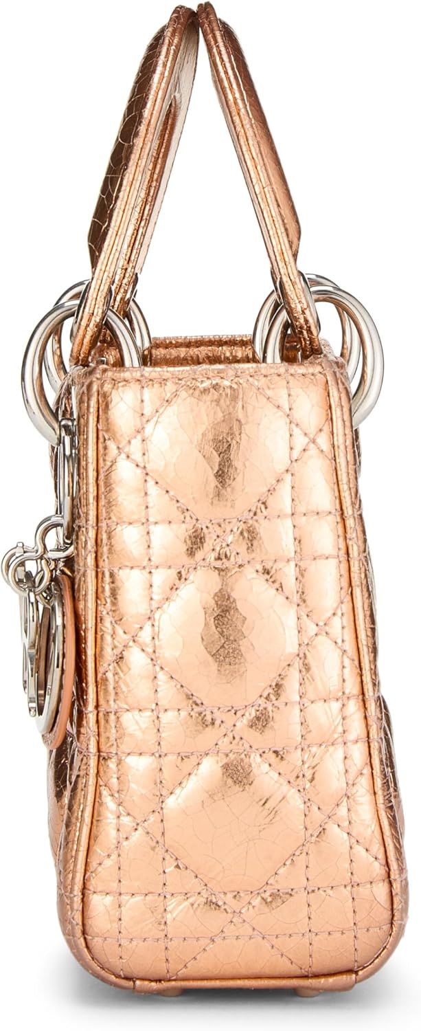 Christian Dior, Rose Gold Lambskin Lady Dior Mini, Pink