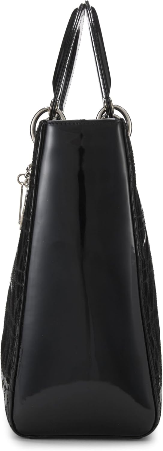 Christian Dior, Black Cannage Patent Leather Lady Dior Large, Black