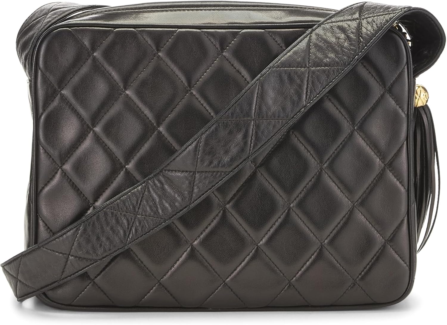 Chanel, Black Quilted Lambskin Envelope Flap Shoulder Bag, Black