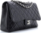 Chanel, Classic Single Flap Bag Quilted Caviar Jumbo, Black