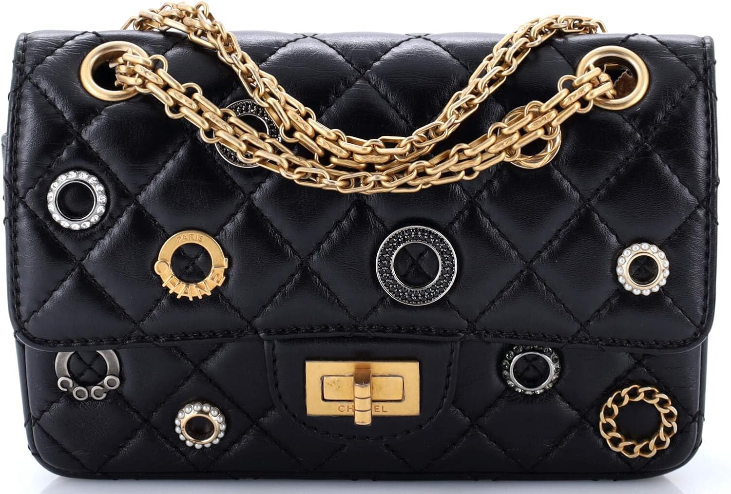 Chanel, Crystal Charms 2.55 Reissue Flap Bag Aged Quilted Calfskin 224, Black