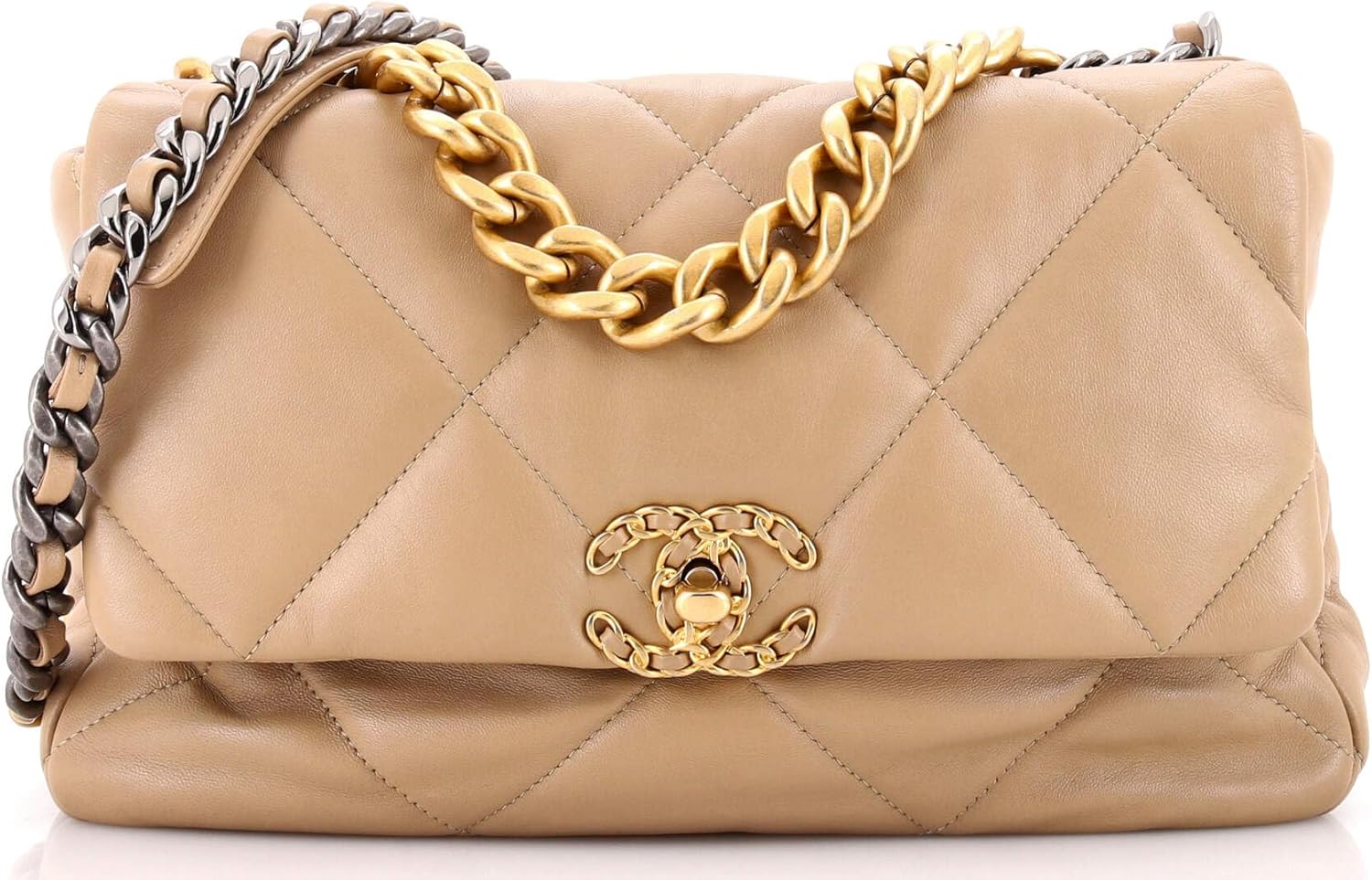 Chanel, 19 Flap Bag Quilted Leather Large, Neutral