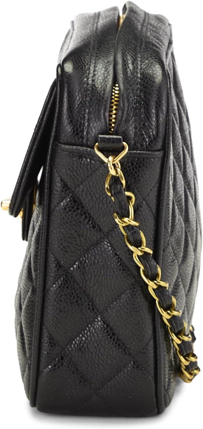 Chanel, Black Quilted Caviar Pocket Camera Bag Medium, Black