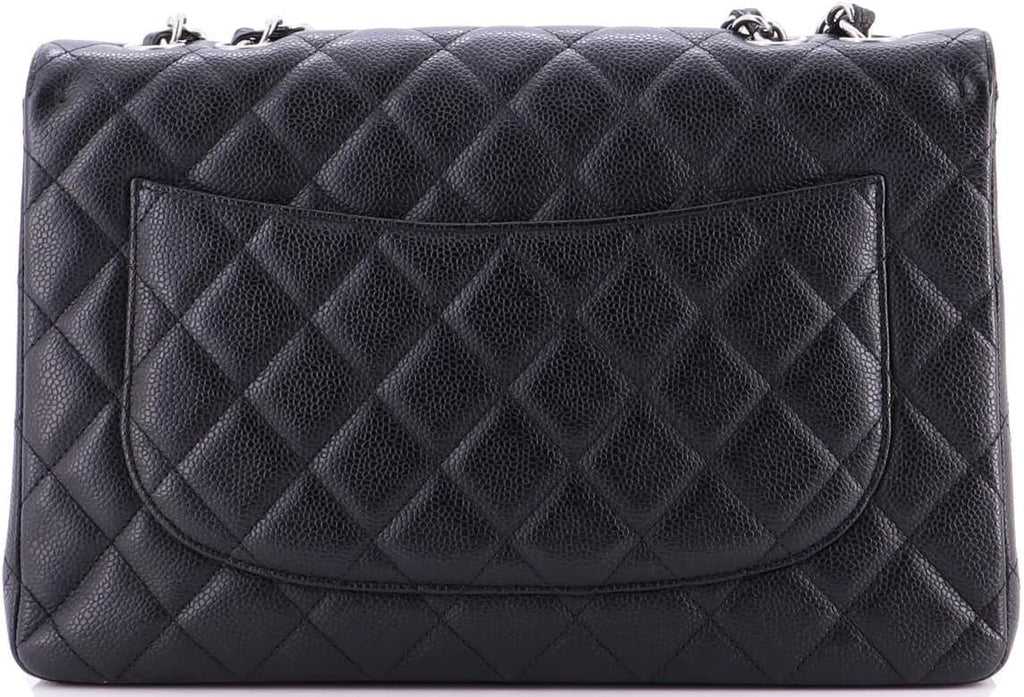 Chanel, Vintage Classic Single Flap Bag Quilted Caviar Jumbo, Black