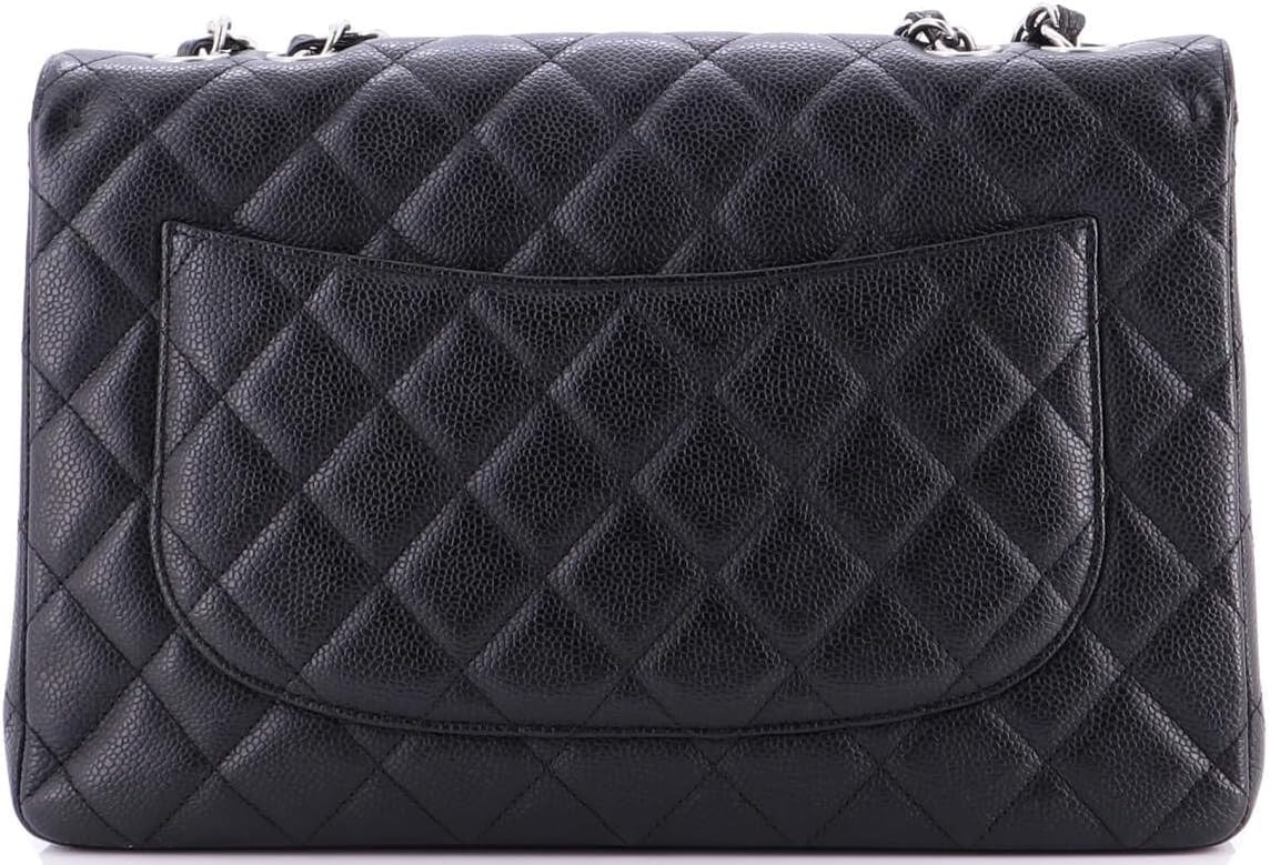 Chanel, Vintage Classic Single Flap Bag Quilted Caviar Jumbo, Black